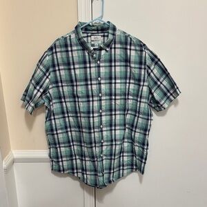 Croft & Barrow Green and Navy Plaid Shirt